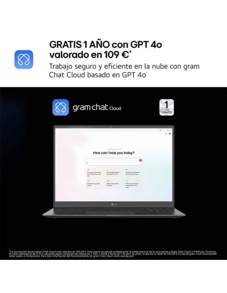 Portátil LG gram Pro 16Z90TR-E.AD88B con RTX 5050 8GB