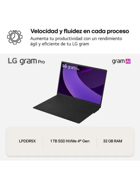 Portátil LG gram Pro 16Z90TR-E.AD88B con RTX 5050 8GB