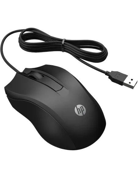 HP Wired 100 Ratón 1600 DPI Negro USB-A para oficina y aula
