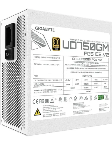 Fuente Gigabyte UD750GM PG5 V2 ICE Plus 80 Gold Full Modular