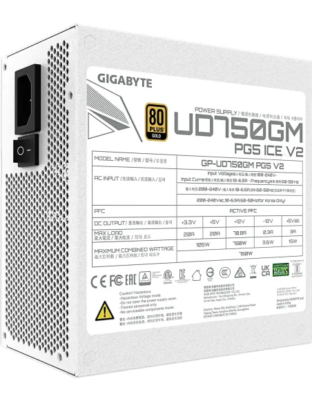 Fuente Gigabyte UD750GM PG5 V2 ICE Plus 80 Gold Full Modular