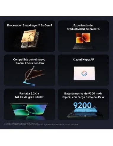 Tablet Xiaomi Pad 8 WiFi 11.2" 8GB 128GB Gris de 144 Hz 3.2K