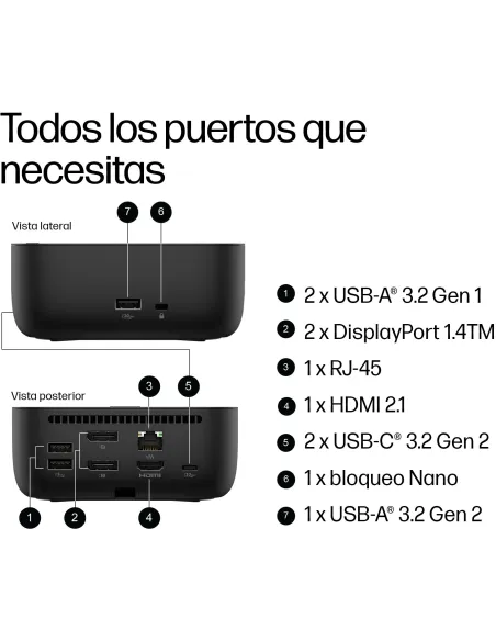 HP USB-C 100W G6 Dock: carga 100 W, 2,5GbE y 3 monitores