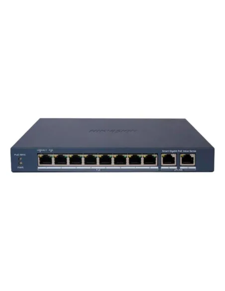 Hikvision DS-3E1510P-EI-M Switch 8 puertos Gigabit PoE+ 2 Uplink vigilancia