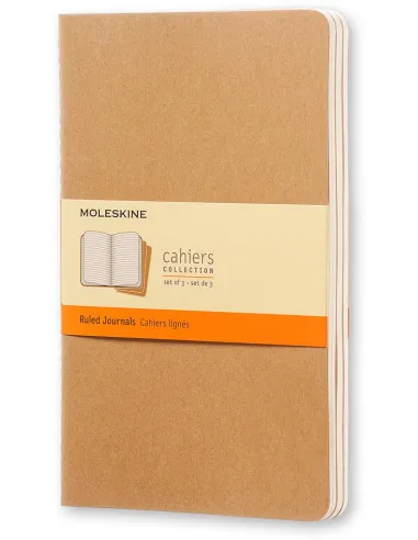 Moleskine Cahier Large Rayado Kraft pack de 3 blocks Beige de 80 hojas
