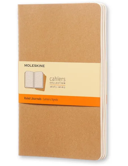 Moleskine Cahier Large Rayado Kraft pack de 3 blocks Beige de 80 hojas