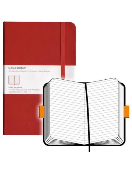 Moleskine Classic Large rayada roja tapa dura: 13 x 21 cm