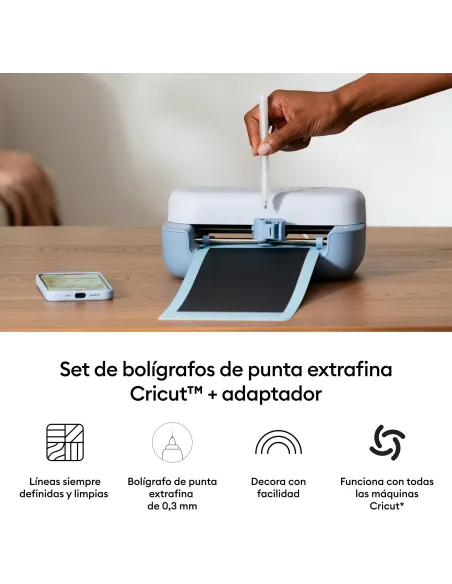 Cricut Extra Fine Point Pens 0,3 mm: 3 negros y adaptador