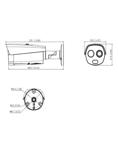 Cámara IP híbrida para exterior Dahua TPC-BF4441-B13F6 4 MP