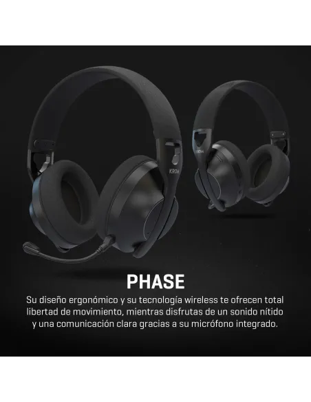 Krom Phase Wireless Negro: headset gaming triple conexión