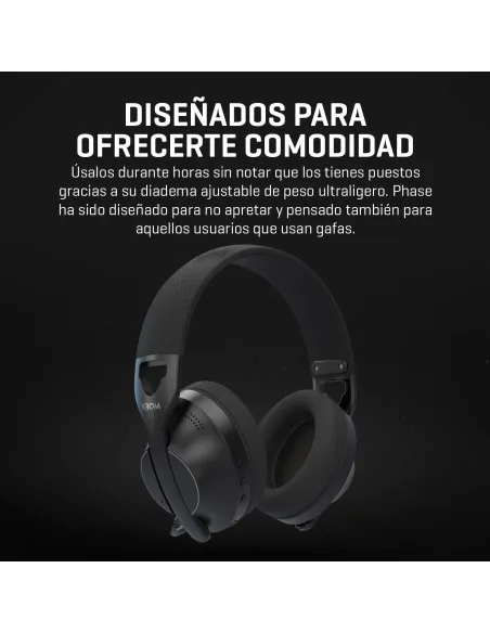 Krom Phase Wireless Negro: headset gaming triple conexión