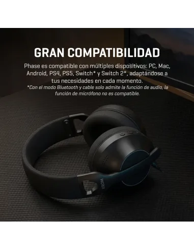 Krom Phase Wireless Negro: headset gaming triple conexión