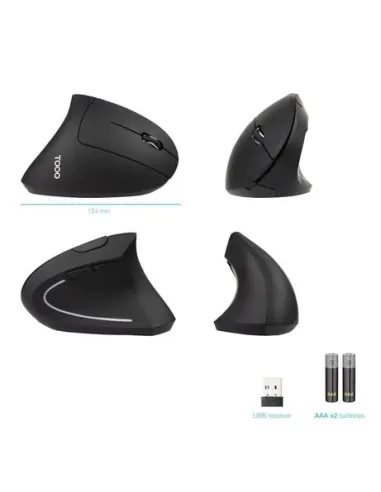 Ratón vertical TooQ TQMWG-1104-B 3200 DPI 2,4 GHz negro