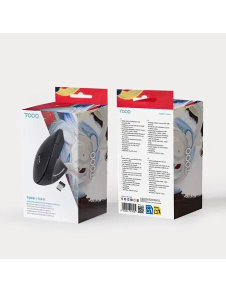 Ratón vertical TooQ TQMWG-1104-B 3200 DPI 2,4 GHz negro