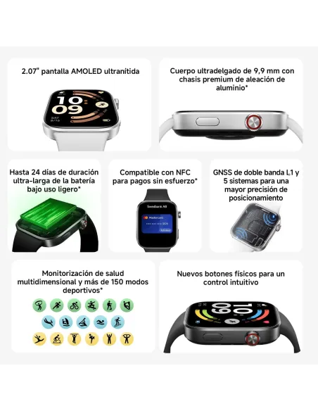 Xiaomi Redmi Watch 6 NFC Obsidian Black: AMOLED 2,07 y GNSS