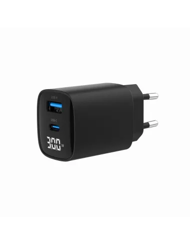 Gembird TA-UC-PDQC30LCD-BK-01 30W Cargador Rápido USB de 2 puertos 30W USB-C PD y LCD