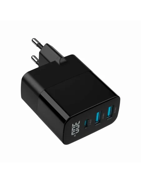 Cargador GaN Gembird TA-UC-PDQC30LCD-BK-02 30W 3 puertos