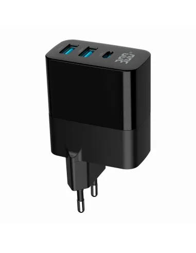 Cargador GaN Gembird TA-UC-PDQC30LCD-BK-02 30W 3 puertos