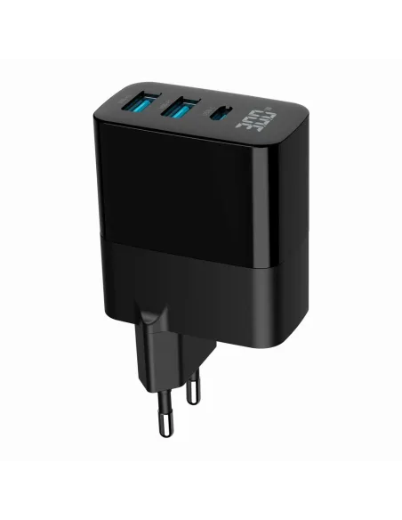 Cargador GaN Gembird TA-UC-PDQC30LCD-BK-02 30W 3 puertos