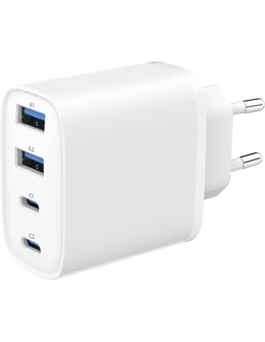 Gembird TA-UC-2A2C-PD40-01-W Cargador GaN 40W 2x USB-C PD y 2x USB-A