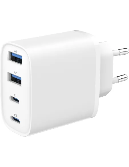 Gembird TA-UC-2A2C-PD40-01-W Cargador GaN 40W 2x USB-C PD y 2x USB-A