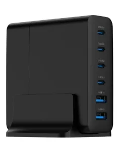 Gembird TA-UC-2A4C-PD75-01-BK Cargador Universal 75W GaN 6 puertos AC carga rápida-AATCAT0547