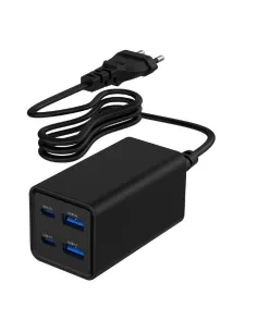 Gembird TA-UC-2A2C-PD65-01-BK Cargador Rápido USB PowerDelivery GaN de 4 Puertos USB-C/USB-A Carga Rápida 65 W Negro-AATCAT0549