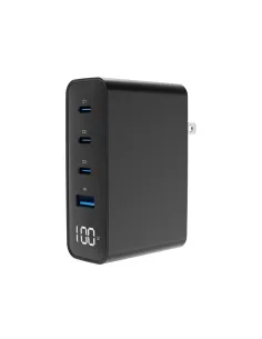 Gembird TA-UC-1A3CPD100-01BK Cargador rápido USB GaN de 4 puertos y 100 W, LCD, negro-AATCAT0546