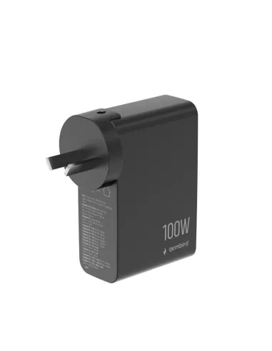 Cargador GaN Gembird TA-UC-PDQC100LCD-01-BK 100W con LCD