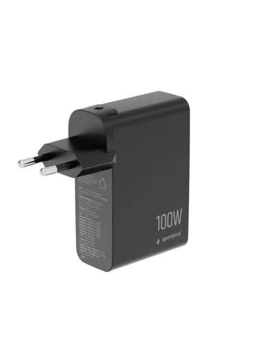 Cargador GaN Gembird TA-UC-PDQC100LCD-01-BK 100W con LCD