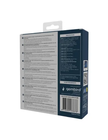 Cargador Gembird TA-UC-2A4C-PD75-01-BK 75W GaN 6 puertos