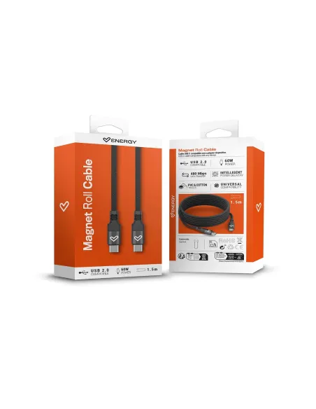 Energy Sistem Magnet Roll USB-C 2.0 Negro magnético de 60 W
