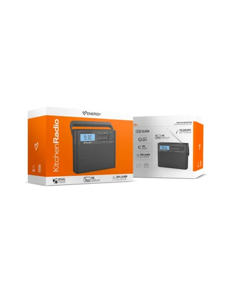 Energy Sistem Kitchen Radio FM con reloj y dos alarmas