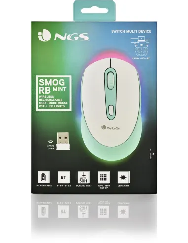 NGS SMOGMINT-RB Ratón Inalámbrico Ambidiestro 2400 DPI  Blanco/Verde