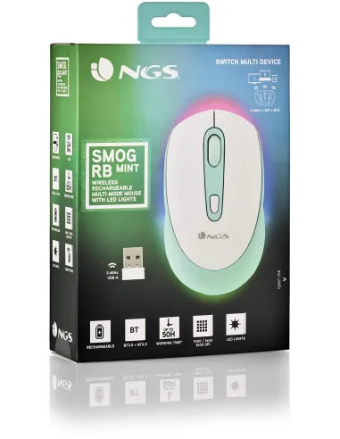NGS SMOGMINT-RB Ratón Inalámbrico Ambidiestro 2400 DPI  Blanco/Verde