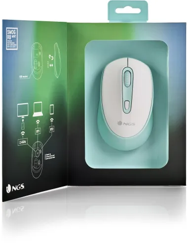 NGS SMOGMINT-RB Ratón Inalámbrico Ambidiestro 2400 DPI  Blanco/Verde