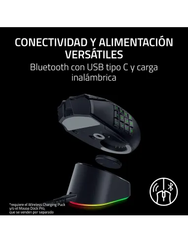 Razer Naga V3 Pro: ratón MMO modular inalámbrico, 23 botones