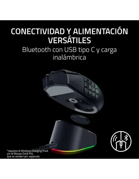 Razer Naga V3 Pro: ratón MMO modular inalámbrico, 23 botones
