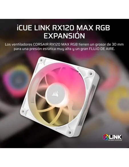 Ventilador Corsair iCUE LINK RX120 II RGB 120mm PWM Blanco
