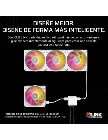 Ventilador Corsair iCUE LINK RX120 II RGB 120mm PWM Blanco