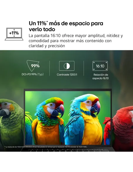 LG gram 14Z90U-G.AU85BN, portátil 14 pulgadas ligero con IA