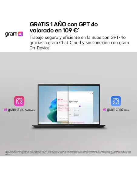 LG gram 14Z90U-G.AU85BN, portátil 14 pulgadas ligero con IA