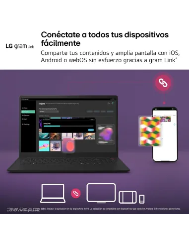 LG gram 14Z90U-G.AU85BN, portátil 14 pulgadas ligero con IA