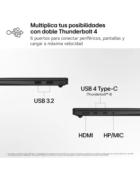 LG gram 14Z90U-G.AU85BN, portátil 14 pulgadas ligero con IA