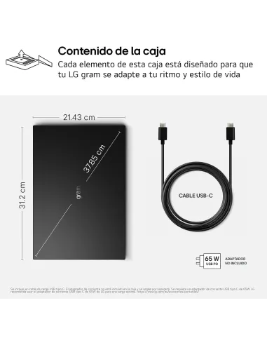 LG gram 14Z90U-G.AU85BN, portátil 14 pulgadas ligero con IA