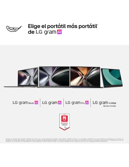 LG gram 14Z90U-G.AU85BN, portátil 14 pulgadas ligero con IA
