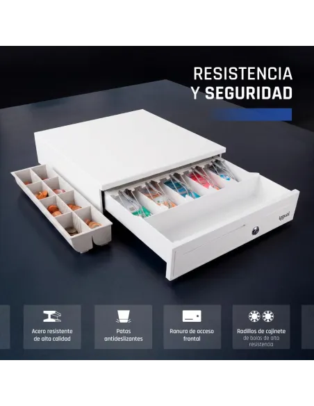 cajón portamonedas iggual IRON-50PW blanco para TPV RJ11