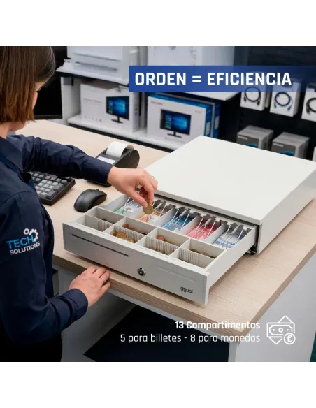 cajón portamonedas iggual IRON-50PW blanco para TPV RJ11
