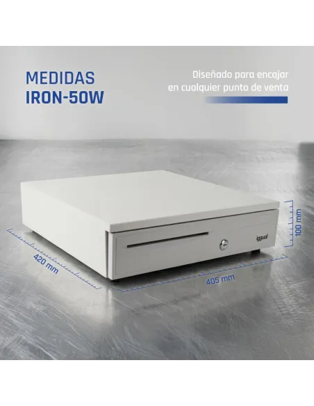 cajón portamonedas iggual IRON-50PW blanco para TPV RJ11
