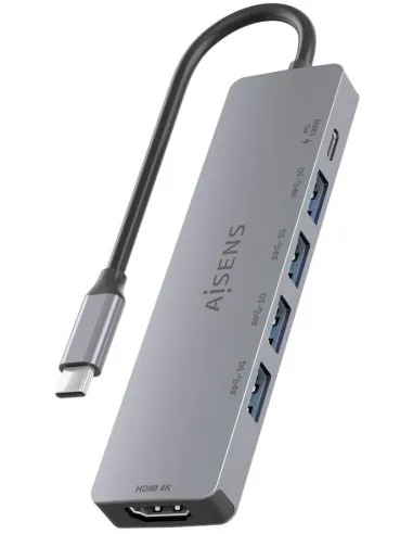 Dock USB-C 6 en 1 AISENS ASUC-6P047-GR | HDMI 4K a 60 Hz